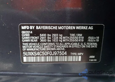 2015 BMW X5 xDrive35D z USA, uszkodzony, nr VIN 5UXKS4C50F0J97504